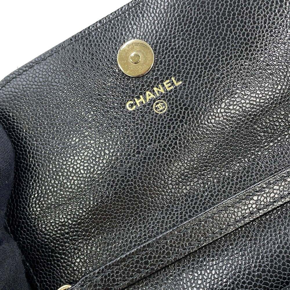 CHANEL Authentic Black Caviar Leather Logo Wallet - Picture 11 of 16